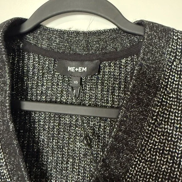 Me + Em Metallic Fancy Button Vest NEW Women's Size XS Black Silver $296 Wool - Picture 4 of 6